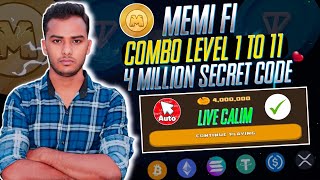 👉Memefi Secret code Combo | Memefi 4M Combo Claim instant | Memefi Secret Code । All Level Completed