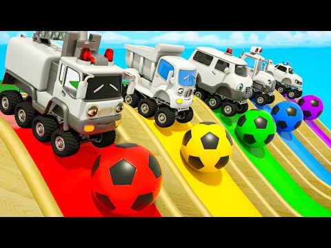 Wheels On the Bus - Colorful soccer balls, colored slides - Baby Nursery Rhymes & Kids Songs