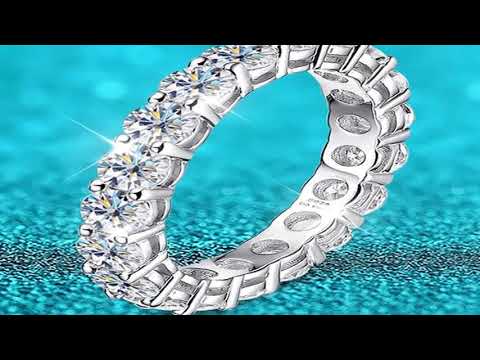 Smyoue 2-5mm Full Moissanite Ring for Women Sparkling Wedding Eternity Bands 100