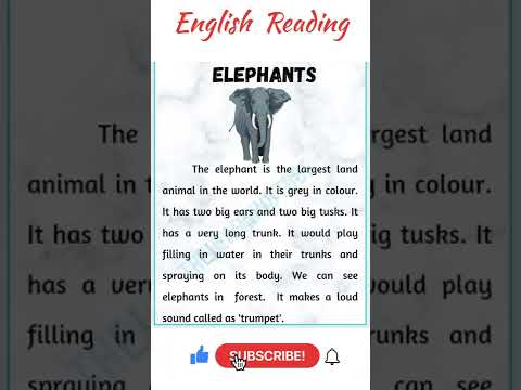 #shorts // English Reading Practice // how to learn English reading// Elephant Paragraph