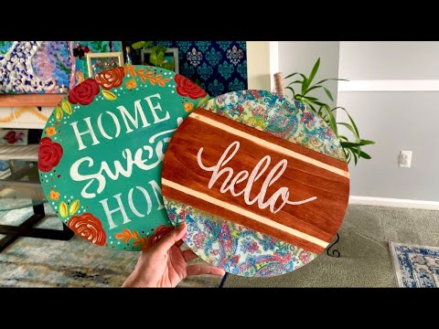 DIY Round Wood Sign | How to Create A Wooden Sign | Wood Round Door Hanger