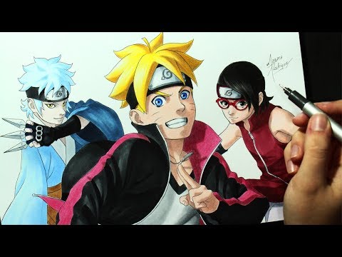 Speed Drawing - Boruto, Sarada and Mitsuki