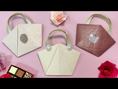 【バレンタイン】お菓子やシールが入るカバンの作り方👜✨おしゃれな折り紙カバン！