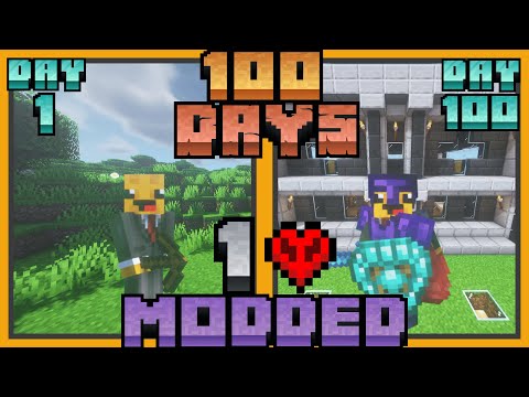 I Spent 100 Days in Modded 1 Heart Minecraft... Here's What Happened