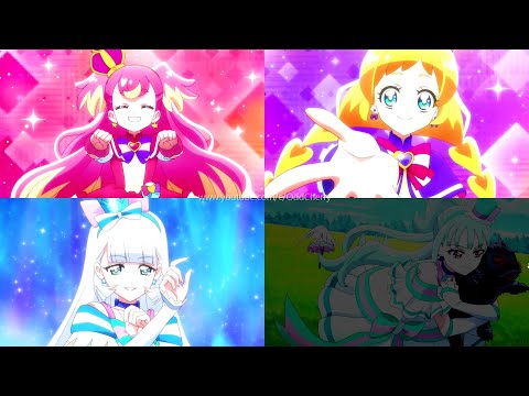 現在壓力給到綠主真結｜わんだふるぷりきゅあ！三人変身シーン比較 (Wonderful Precure！Transformation Comparison )