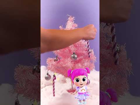 Can you decorate this PINK Christmas tree? 🍭🎄❄️ Jill's easy crafts! #Shorts #nurseryrhymes #diy