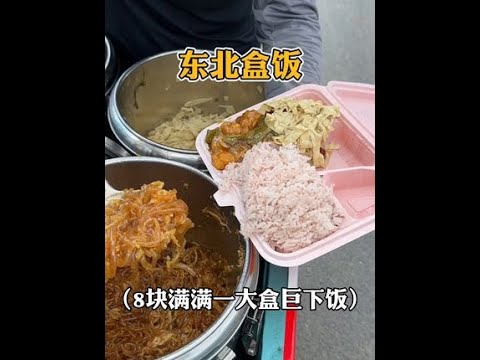 东北街头8块盒饭自助，不够吃居然还能续！！！