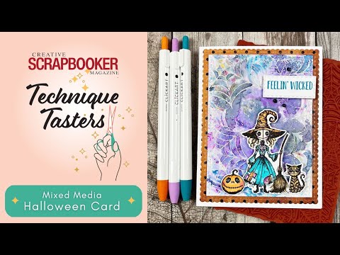 Mixed Media Halloween Card Tutorial | Unity Stamp Co. & Lindy's Gang | Technique Tasters #376