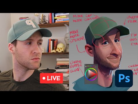 Digital painting self portrait rendering - live