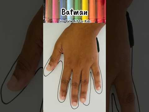 Bat-Man Palm Art! Easy Bat-Man Drawing & Painting For Kids! Superhero Drawing ! How to Draw Bat-Man