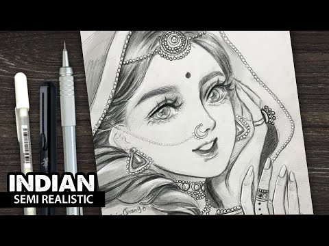 Draw Princess Indian girl | semi realistic style