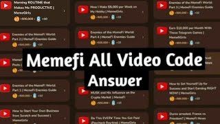 Memefi All Video Code And Answer | Memefi All codes Today |