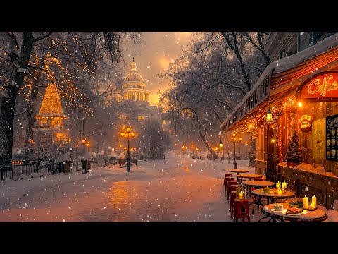 Washington D.C. Cozy Coffee Ambience ☕❄️ Sweet and Soothing Jazz Music for a Good Mood All Day