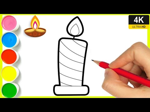 How to draw Diwali candle Drawing | Diwali festival candle drawing step by step /mombatti ka drawing