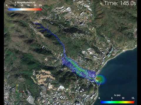 伊豆山で発生した土石流の再現解析（暫定）