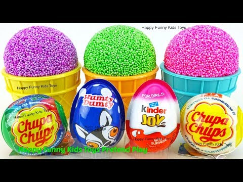 Play Foam Ice Cream Cups Surprise Toys and Kinder Surprise Eggs