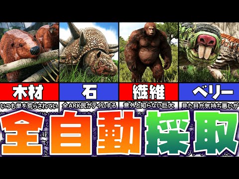 【ARK解説】意外と知らない？放浪モードで全自動採取してくれる恐竜11選【ずんだもん】ゆっくり解説