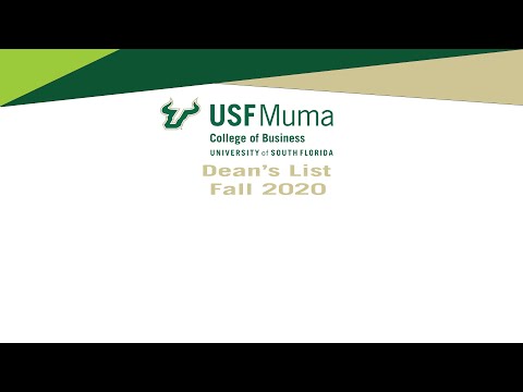 USF Muma College of Business - Dean's List Fall 2020