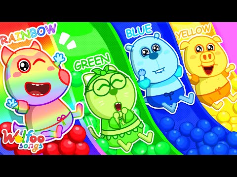 Rainbow Colorful Slides - Vivid Color Adventure Song| Kids Songs & Nursery Rhymes @WolfooFamilySongs