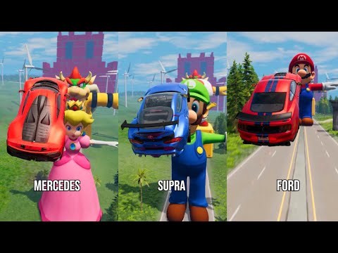 Cars vs Super Mario Characters #16 😱 BeamNG.Drive | The Real Granny