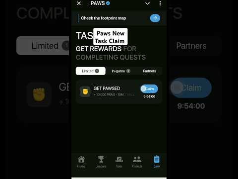 Paws Tap To EARN Claim Tokan,Paws New Task Claim, Claim Paws Tokan Now