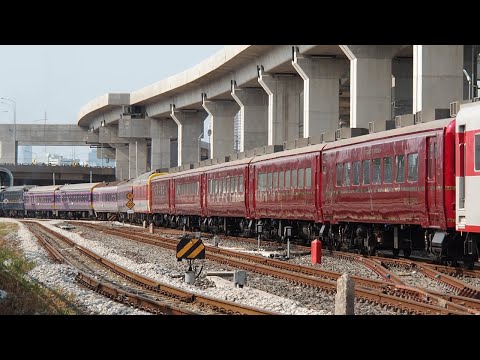 タイ国鉄:ロイヤルブロッサム号がバンスー車庫に入線　Royal Blossom From Bangsue Long Distance  2024-03-17