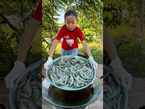 Yummy long fish cooking by country girl