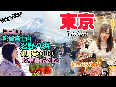 【東京🇯🇵】跟日本旅行團看富士山🗻｜忍野八海村雪景 | 御殿埸Outlet |  宮下公園涉谷橫丁 | 🔥新宿炭火燒肉 | #東京水天宮 #東京自由行