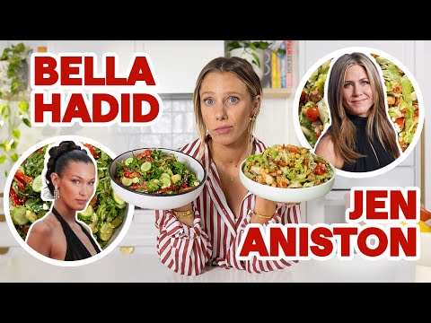 I tested the most POPULAR Celebrity Salads! Bella Hadid VS Jennifer Aniston