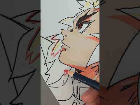 Drawing Rengoku || Demon Slayer / Kimetsu no Yaiba #shorts #demonslayer #anime #tiktok   #rengoku