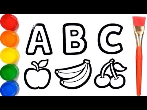 Fruits drawing for kids | Alphabet fruits drawing for kids | @ kiddysbox