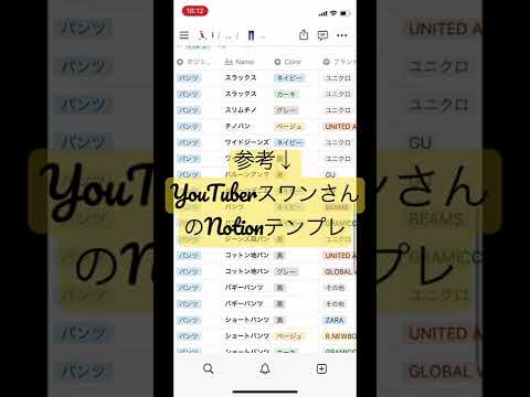 Notionで私服管理してみたらめちゃくちゃスッキリした！　【参考】YouTuberスワンさん　#notion #スワン