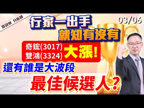 2024/03/06  行家一出手，就知有沒有  奇鋐(3017)、雙鴻(3324)大漲!還有誰是大波段最佳候選人?  錢冠州分析師