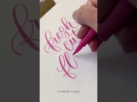 "Fresh Cut Flowers" Bouncy Brush Pen Lettering Quote | June #LetteringChallenge #ASMR #shorts