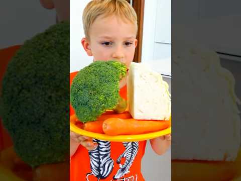 Vlad and mom eat healthy food