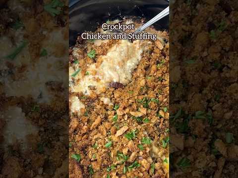 Crockpot Chicken and Stuffing #slowcooker #crockpot #easydinner #chickendinner