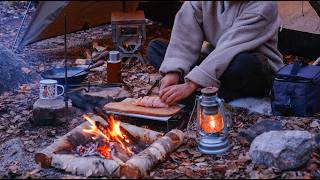 Solo Camping in Japan's Winter Mountain: Healing in Firelight