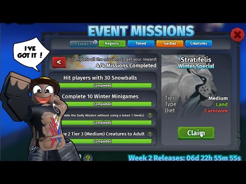 How to get NEW CREATURE Stratifelis Winter Event Mission - Creatures Of Sonaria