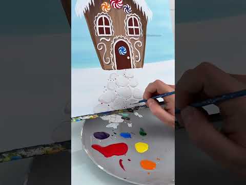 Gingerbread house painting idea! 🎨 #beginner #gingerbread #gingerbreadhouse #acrylicpainting