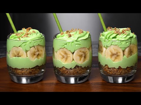 Banana matcha cream dessert