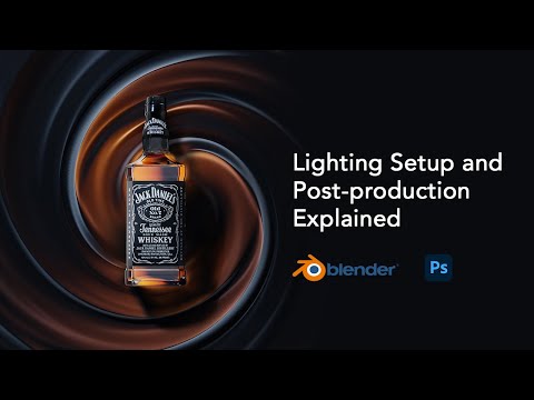 Whiskey Bottle Visualization in Blender: Lighting Setup and Post-production Explained