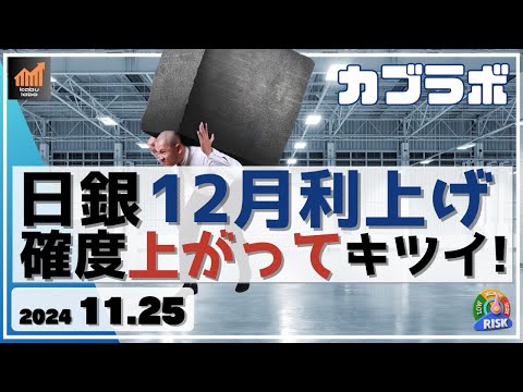 【カブラボ】11/25 日銀の12月利上げの確度がジリジリ上昇！そうなると日本株の上値は重い！