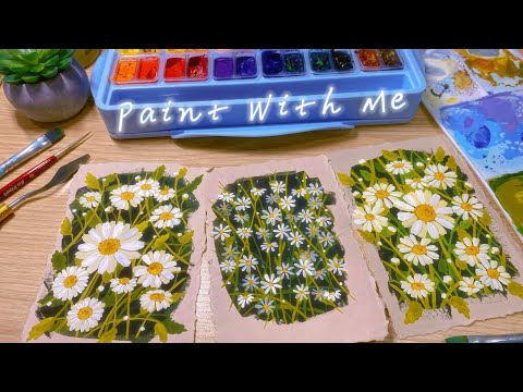 How I draw daisy 🌼 with gouache / paint with me