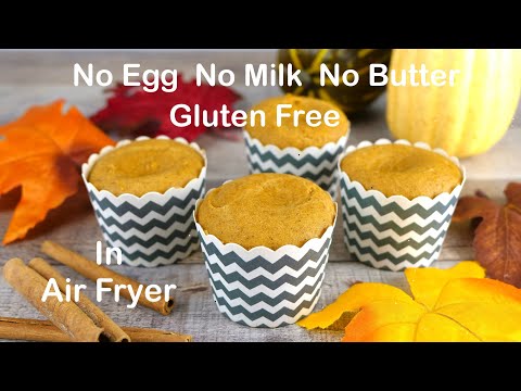 Super Moist Gluten-Free Vegan Pumpkin Cupcakes In Air Fryer | No Egg No Milk No Butter Cupcakes