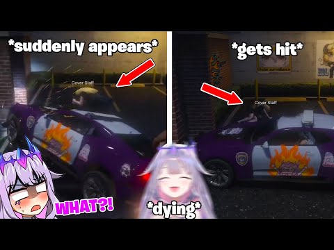 Biboo Can't Stop Laughing when Accidentally Hits Staff-san with her Car【Hololive EN】