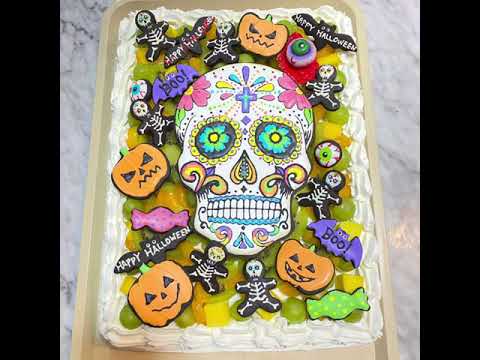 ハロウィンクッキー　メキシカンスカルHalloween icing cookies #shorts