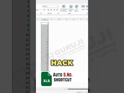 Shortcut to Auto Serial numbering in excel #shorts