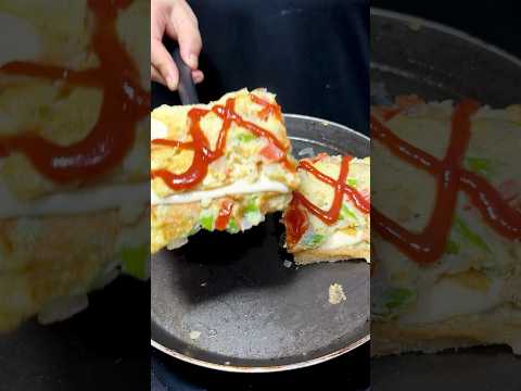 Egg Bread Omelette #shorts #food #egg #omelette #asmr #asmfood #streetfood #asmrkitchenfood #recipe