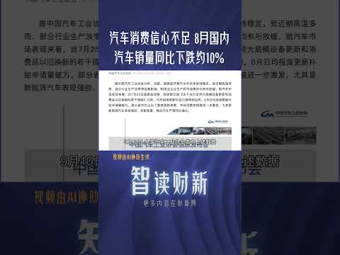 汽车消费信心不足 8月国内汽车销量同比下跌约10% #automobile #consumer #confidence #sale #fall #chinanews #汽车 #消费 #销量 #下降