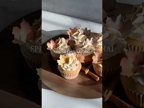 Day 1: Spiced Vanilla Chai Cupcakes #recipe #cupcakes #baking #fallbaking